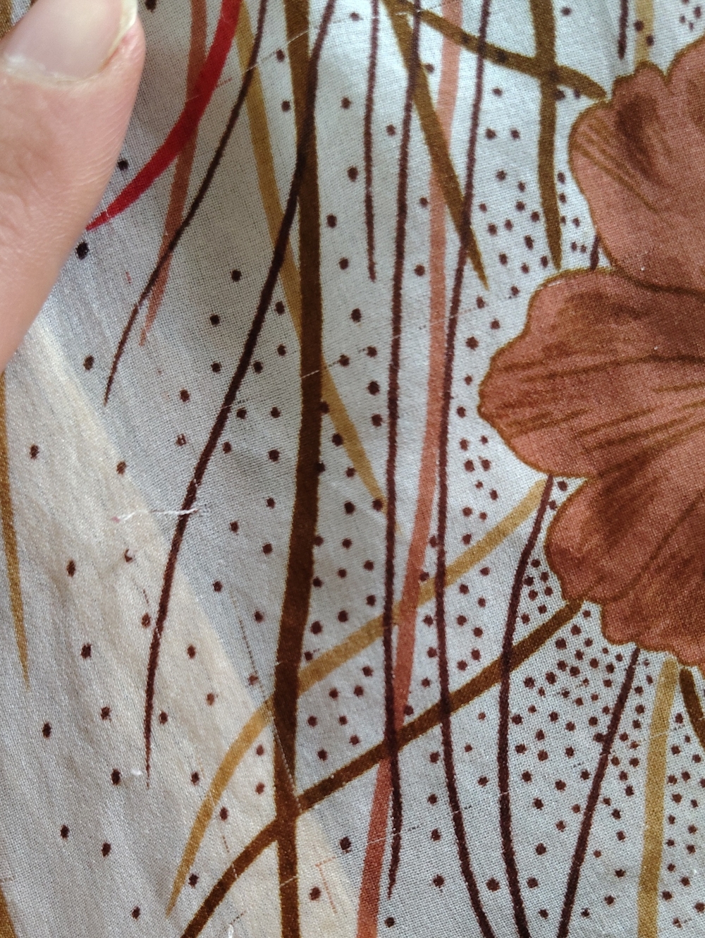 Vintage Floral Feather Print Square Scarf - White, Tan, Brown, Pink - Picture 8 of 8